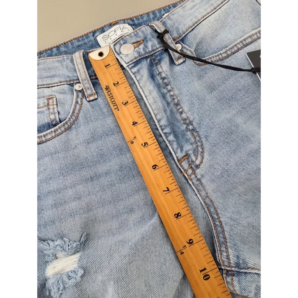Sofia Jeans Womens 6 Blue High Rise Cropped Flare Denim Raw Hem Distressed New - Picture 9 of 16
